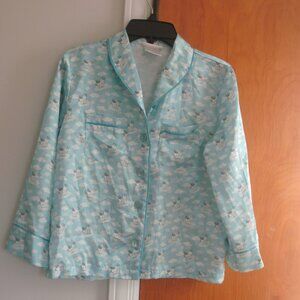 American Girl Doll Coconut Puppy Dog Silky Pajama Top Blue White girl size S 7/8